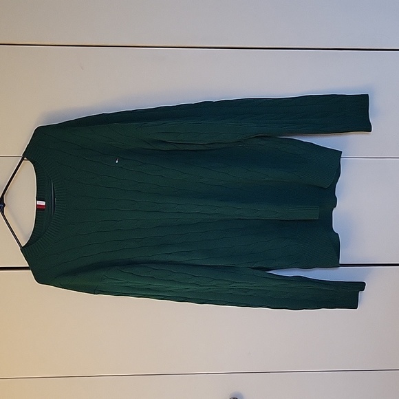 Mens Tommy Hilfiger cable knit crewneck sweater - Picture 1 of 11